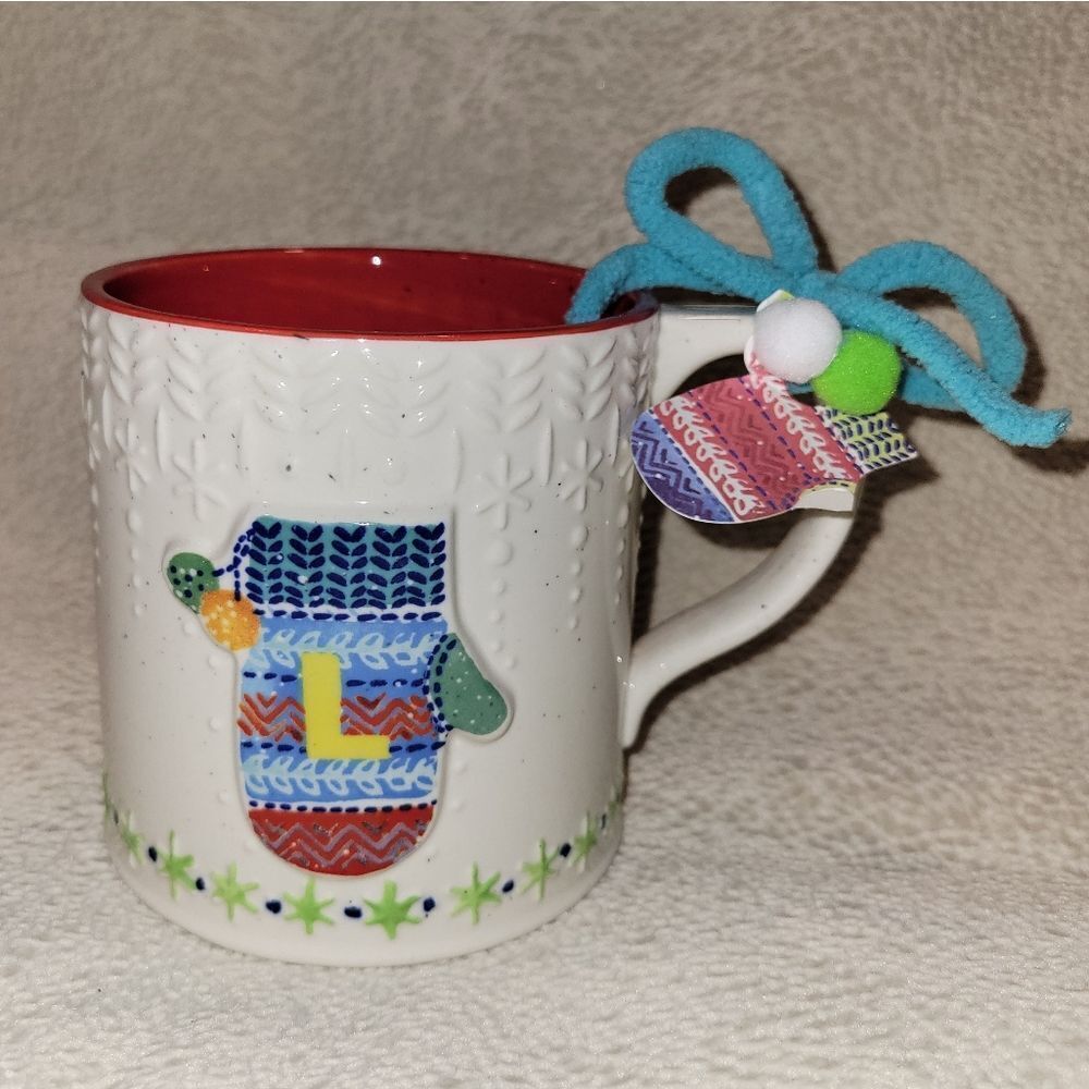 Anthropologie Bundled Up "L" Mug, NWT
